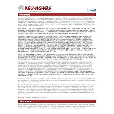 Rev-A-Shelf Steel, 1 in W, 3.87 in H, 2.65 in L 6552-95-0220-1